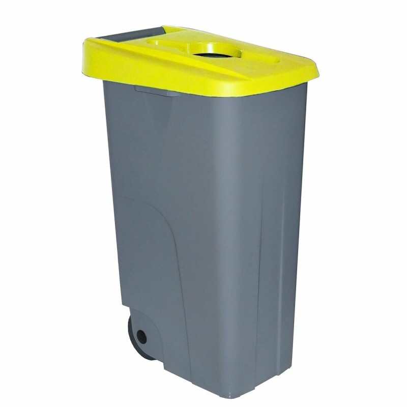 Dustbin with Wheels Denox 85 L Yellow 58 x 41 x 76 cm