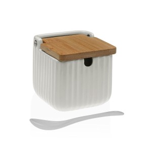 Sugar Bowl Versa White Ceramic Bamboo Dolomite 8,3 x 8,3 x 8,3 cm
