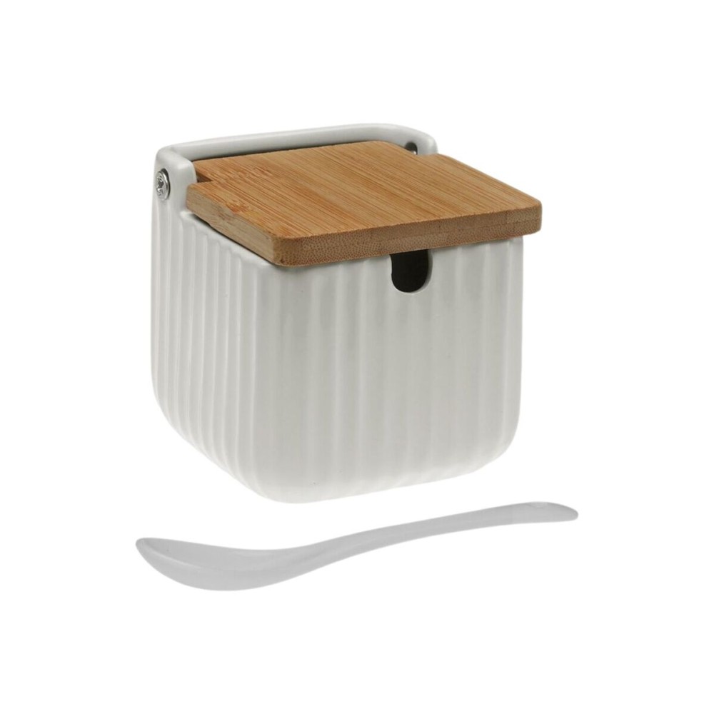 Sugar Bowl Versa White Ceramic Bamboo Dolomite 8,3 x 8,3 x 8,3 cm