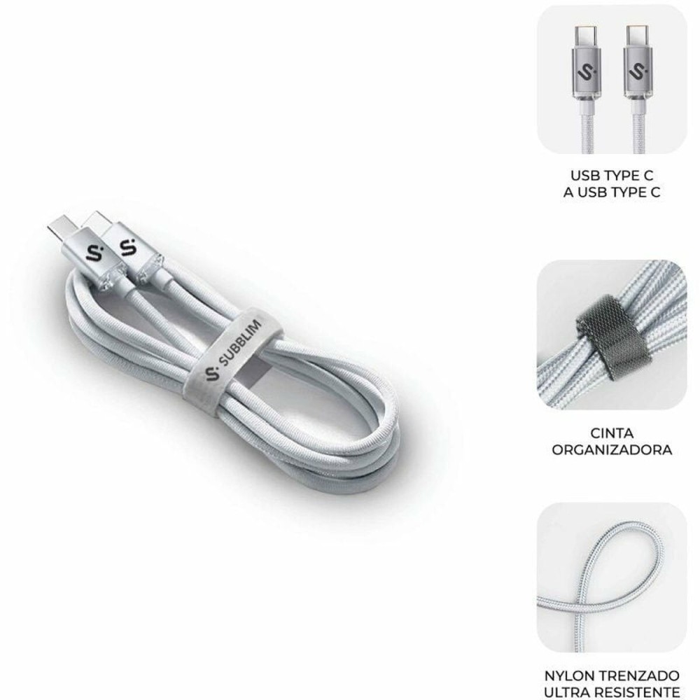 Câble USB-C vers USB-C Subblim SUBCAB-C06010 1 m Blanc
