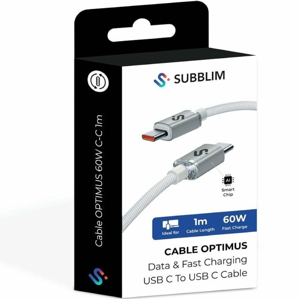 Câble USB-C vers USB-C Subblim SUBCAB-C06010 1 m Blanc