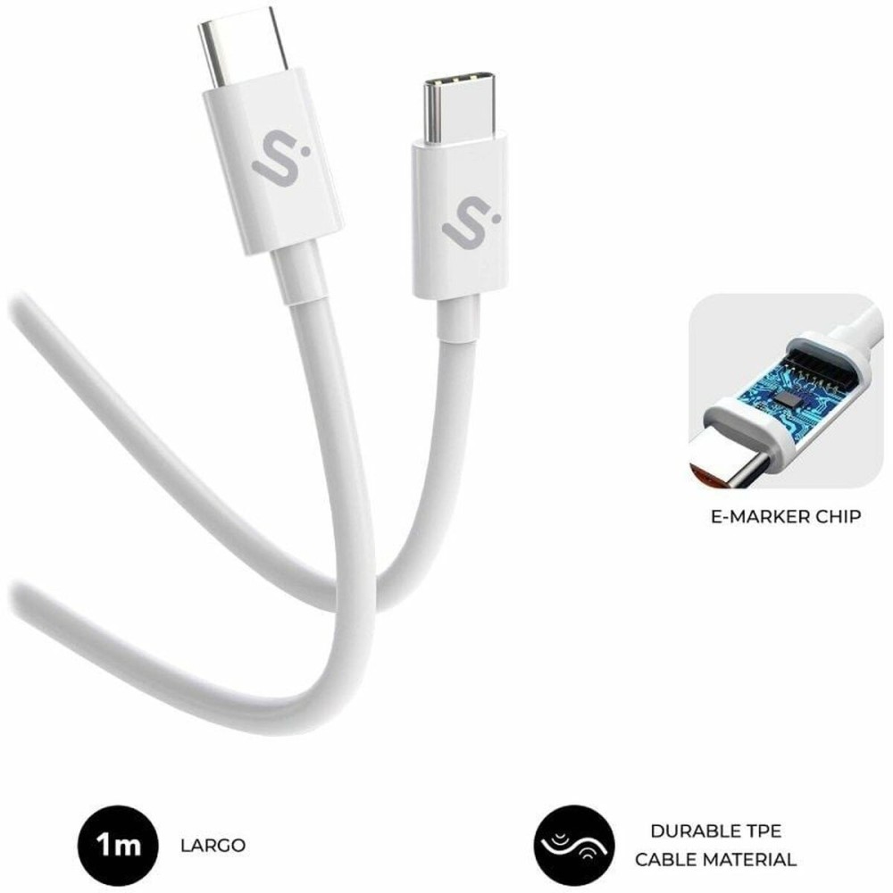 USB-C zu USB-C-Kabel Subblim SUBCAB-C10010 1 m Weiß Schwarz