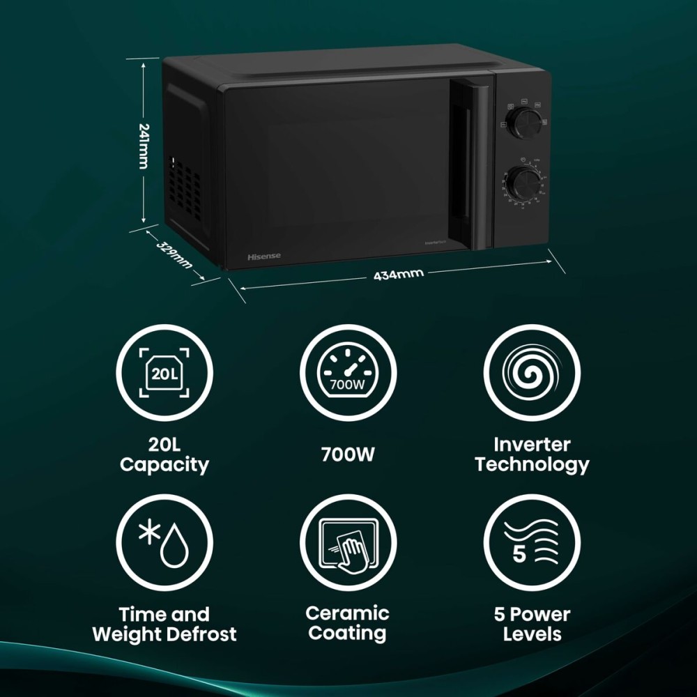Mikrowelle Hisense H20MOBP1HI Schwarz 700 W 20 L