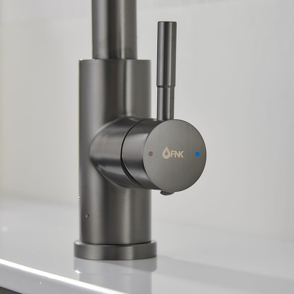 Mischbatterie Fontastock Grau Edelstahl Keramik C-Form