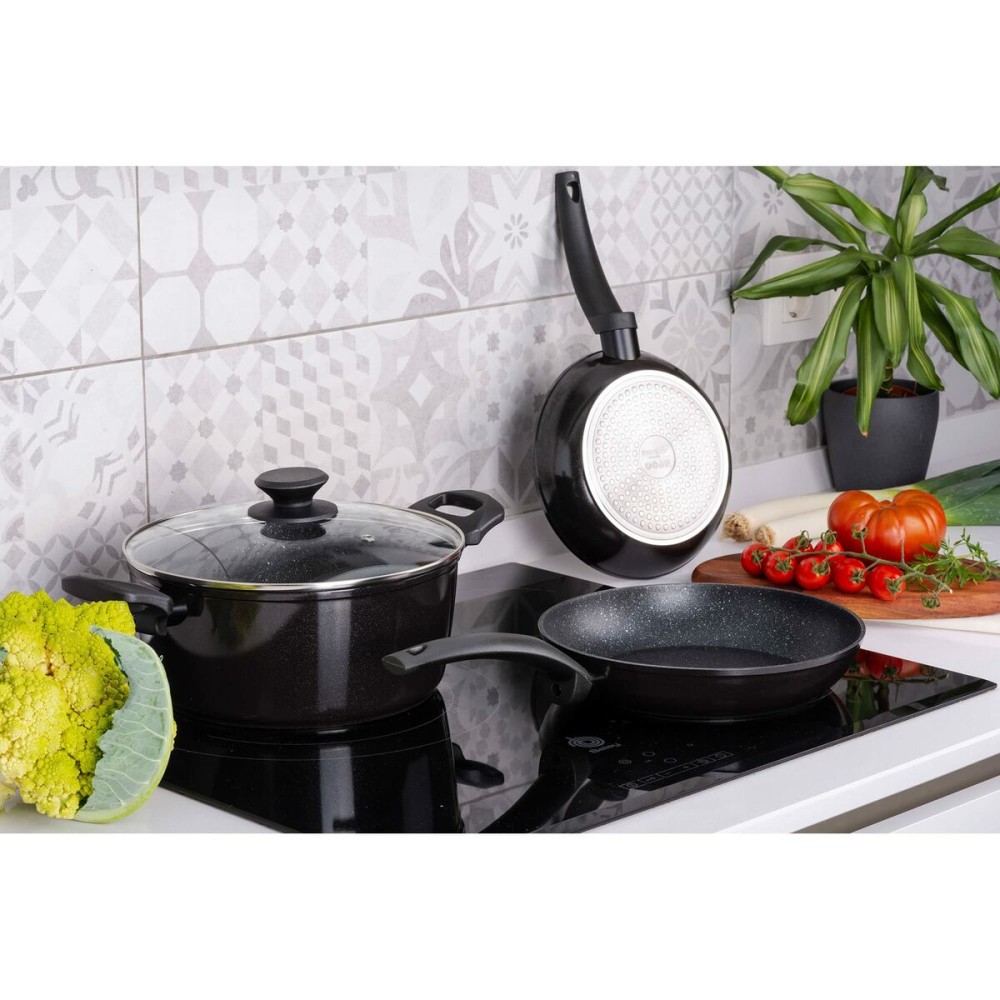 Casserole with Lid Fagor VIVANT 20 NEGRA Black Aluminium 6 L