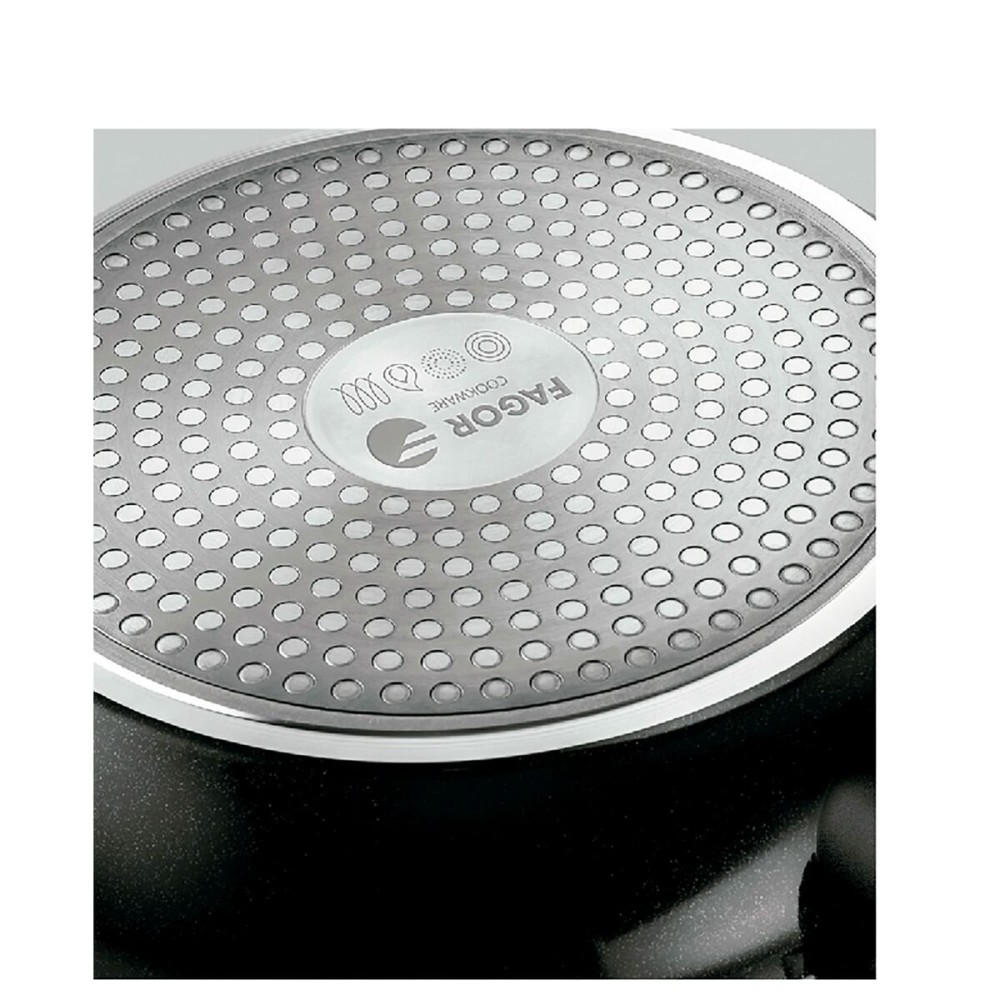 Casserole with Lid Fagor VIVANT 20 NEGRA Black Aluminium 6 L