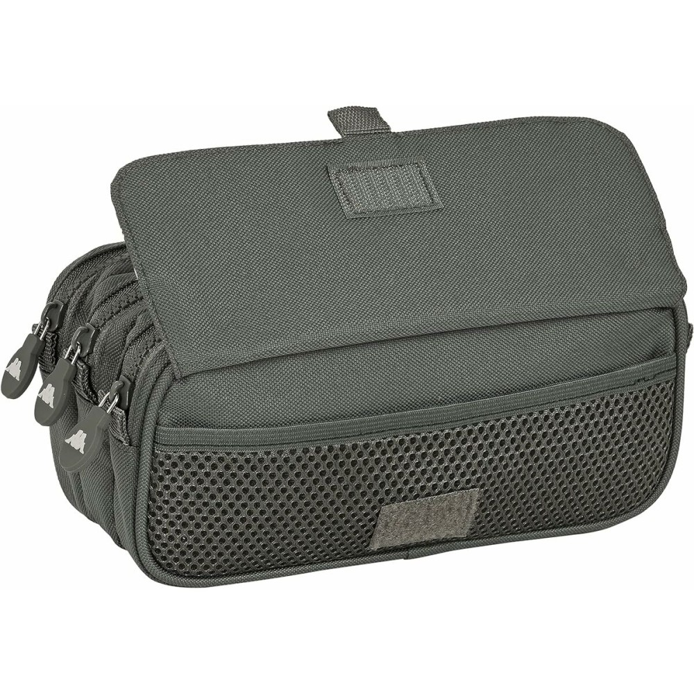 Trousse Fourre-Tout Triple Kappa Basics Gris 21,5 x 10 x 8 cm