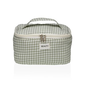 Reise-Toilettentasche Versa Vichy grün Polyester Textil 12 x 12 x 20 cm