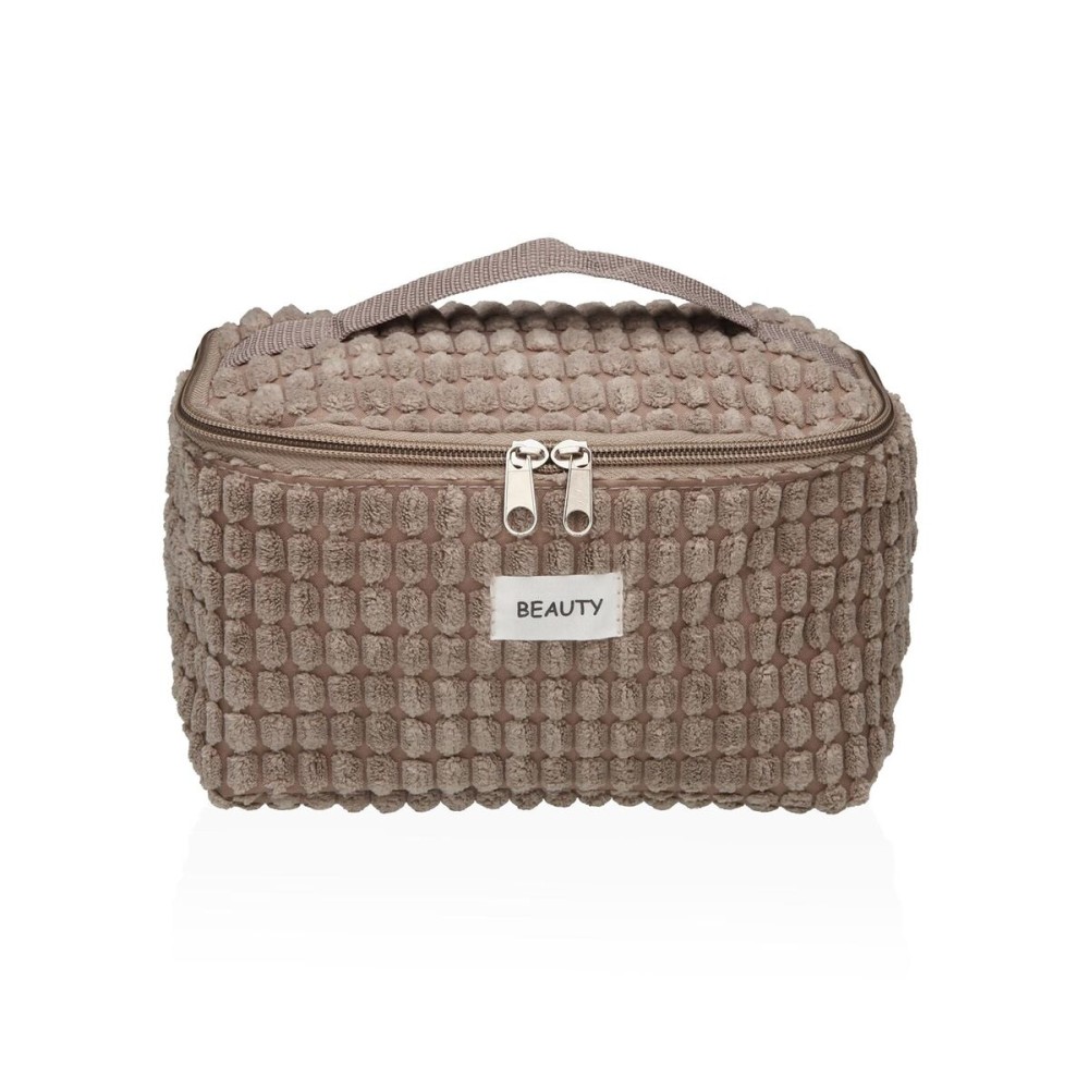 Reise-Toilettentasche Versa Corduroy Khaki Polyester Textil 12 x 12 x 20 cm