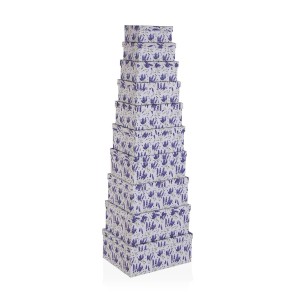 Satz stapelbarer Organizerboxen Versa Lila Pappe 15 Stücke