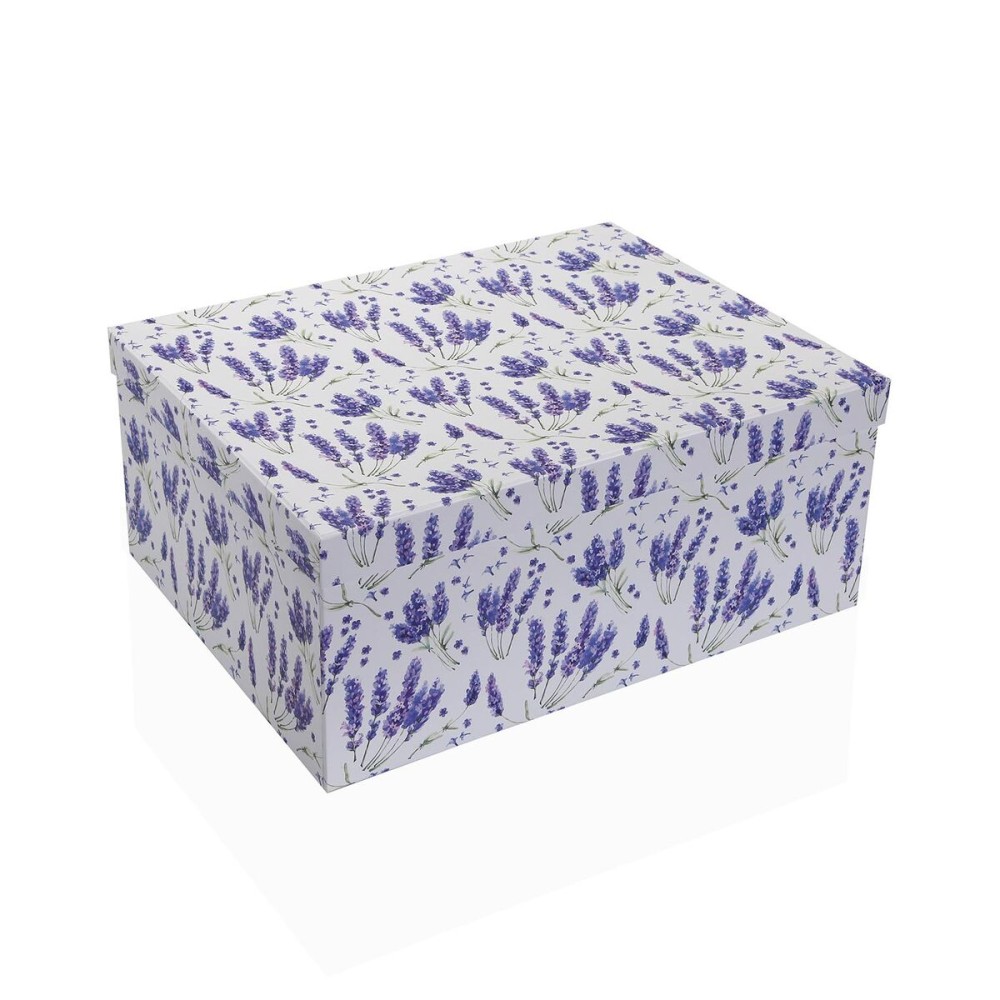 Set of Stackable Organising Boxes Versa Lilac Cardboard 15 Pieces