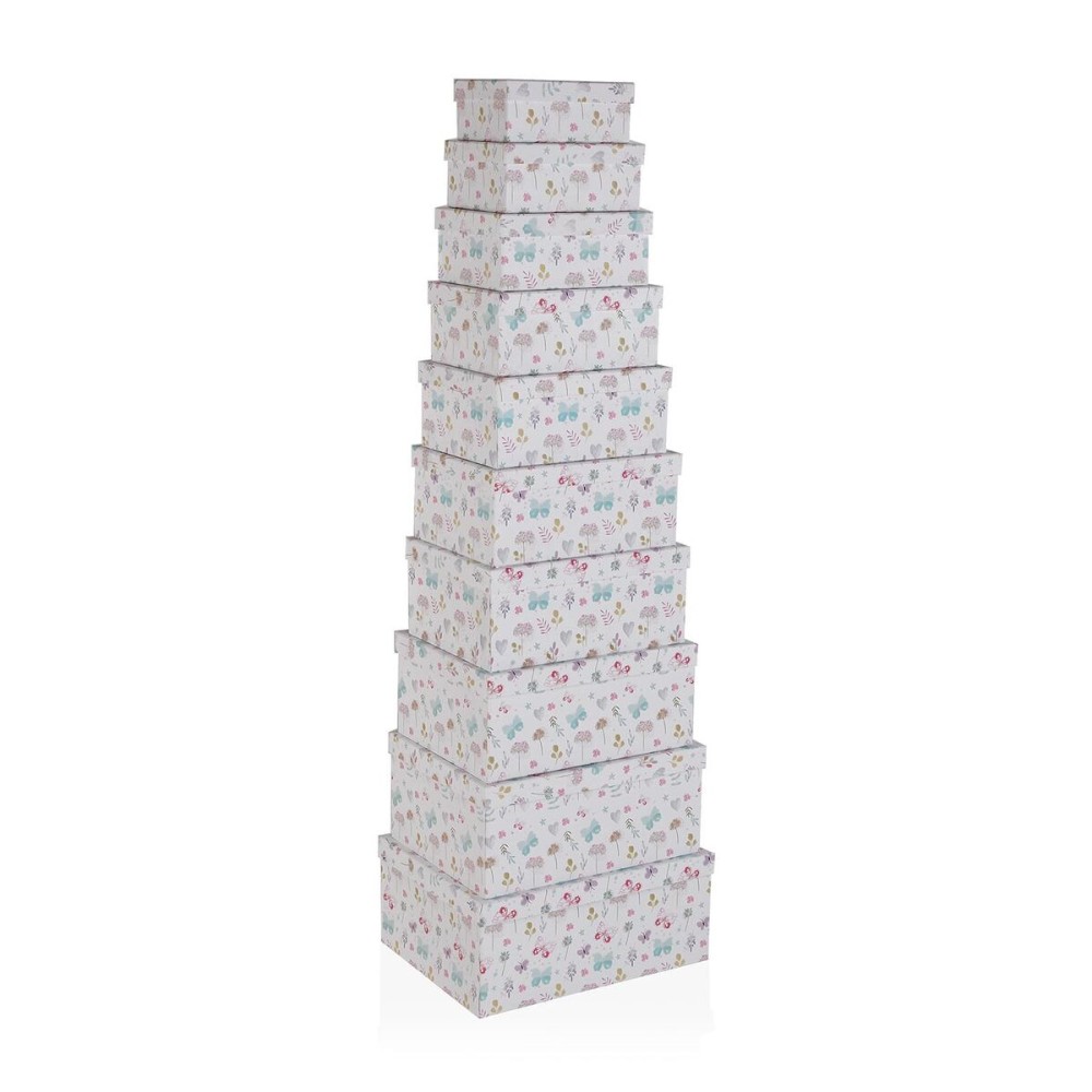 Satz stapelbarer Organizerboxen Versa Pappe Blomster 10 Stücke