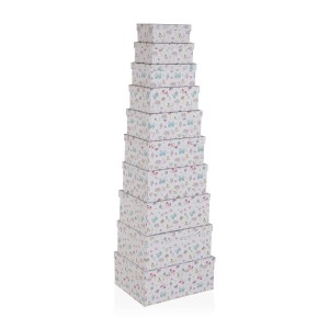 Satz stapelbarer Organizerboxen Versa Pappe Blomster 10 Stücke