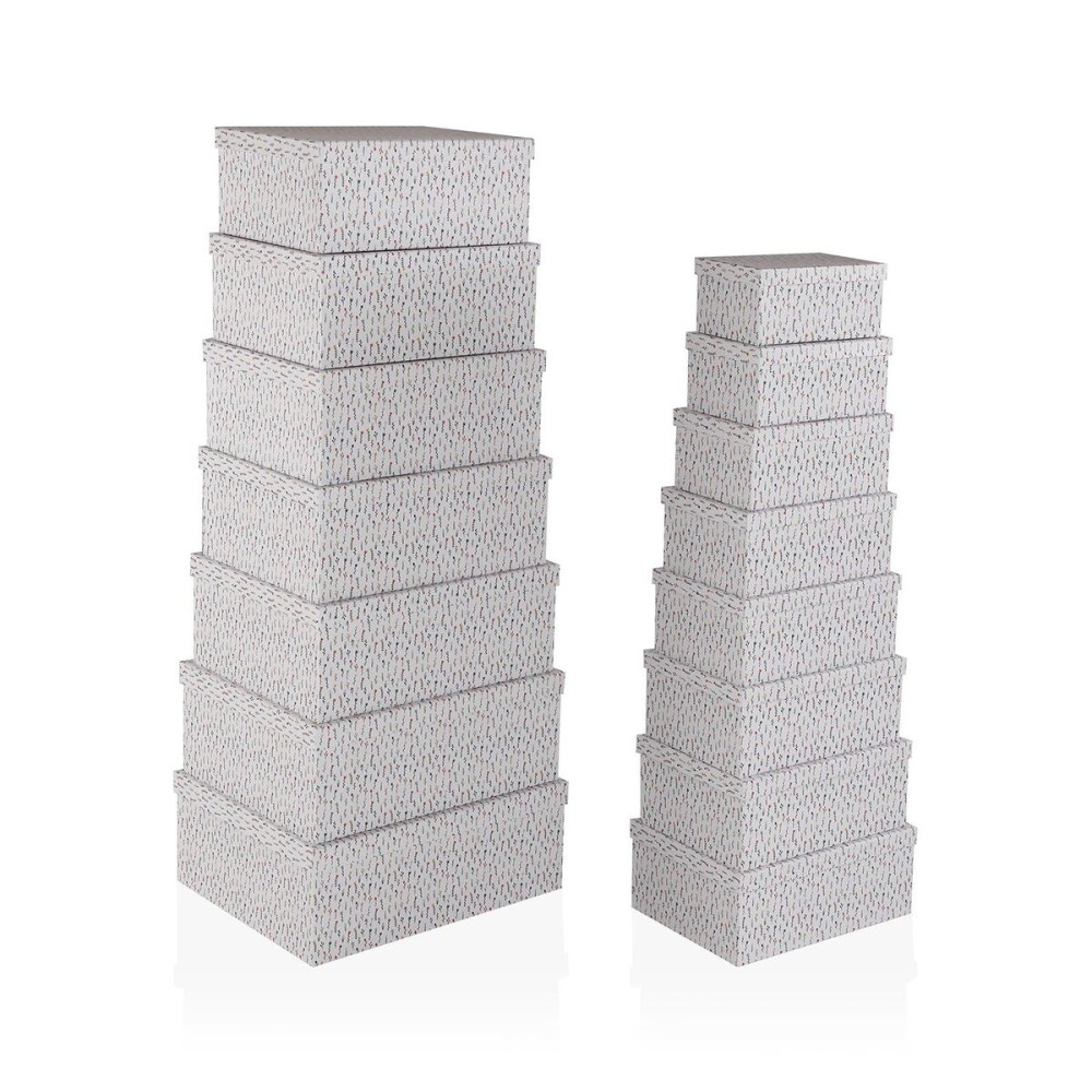 Set of Stackable Organising Boxes Versa Blume Cardboard 15 Pieces
