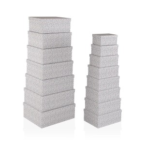 Set of Stackable Organising Boxes Versa Blume Cardboard 15 Pieces