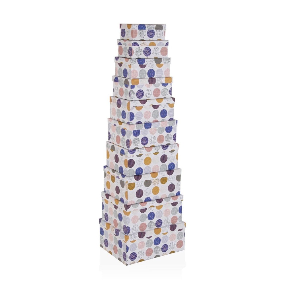 Set of Stackable Organising Boxes Versa Cardboard Circles 10 Pieces