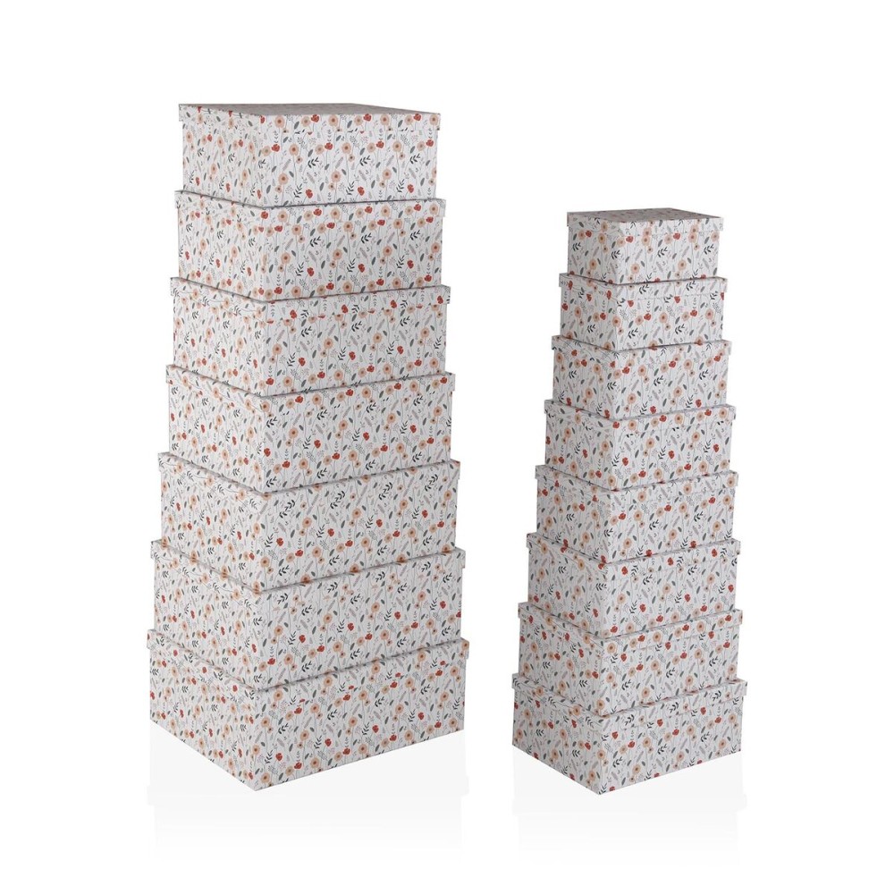Jeu de Caisses de Rangement Empilables Versa Carton Fleurs 15 Pièces