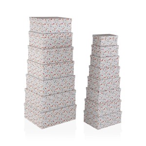 Set of Stackable Organising Boxes Versa Cardboard Flowers 15 Pieces