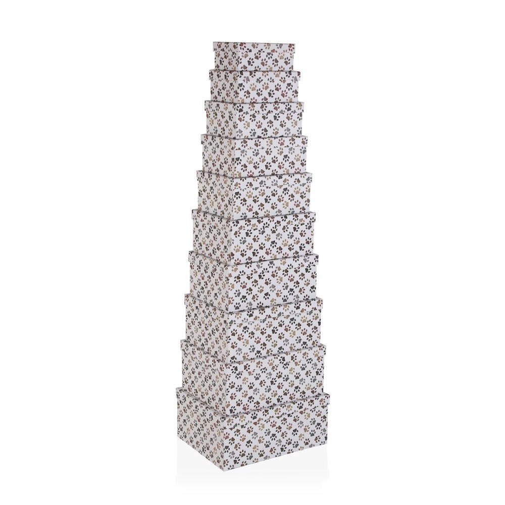 Set of Stackable Organising Boxes Versa Petprint Cardboard 10 Pieces