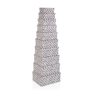 Set of Stackable Organising Boxes Versa Petprint Cardboard 10 Pieces