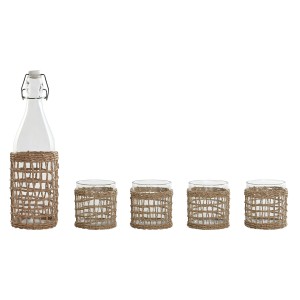 Set of glasses with bottle Home ESPRIT Natural Crystal Fibre 1 L