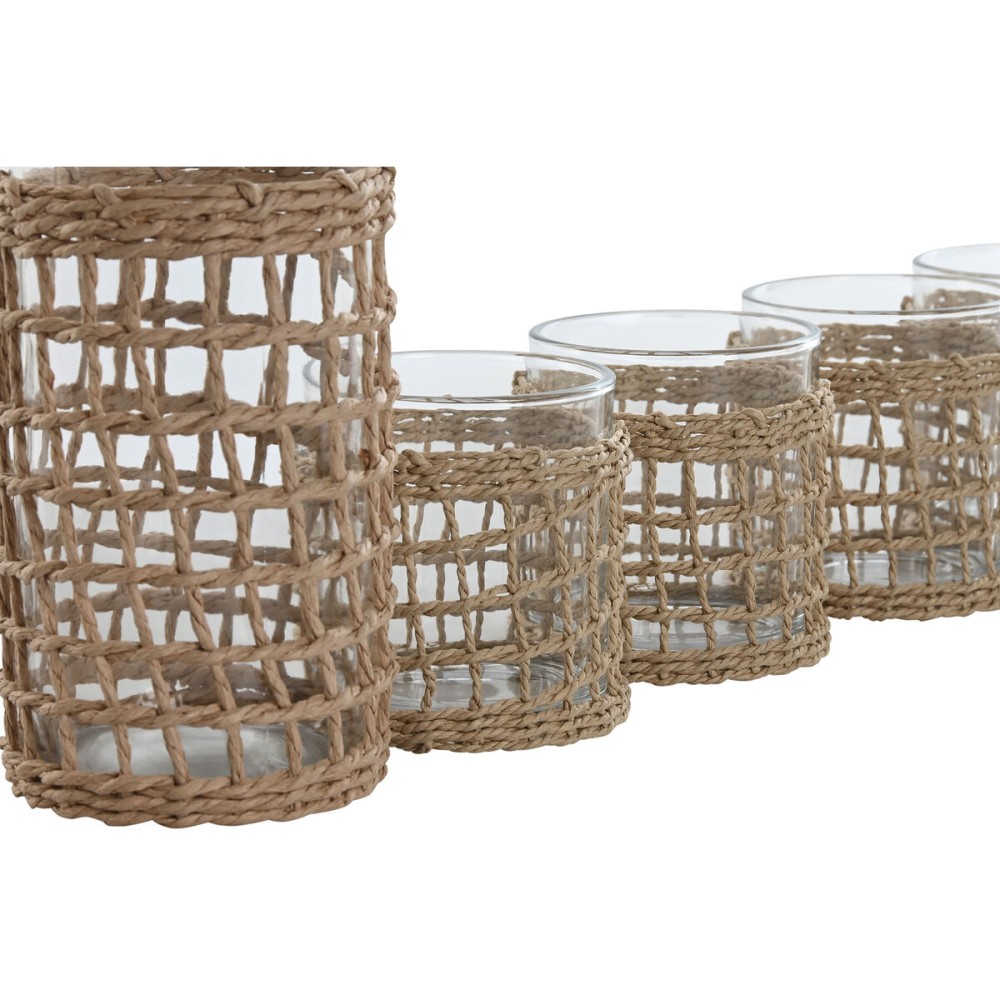 Set of glasses with bottle Home ESPRIT Natural Crystal Fibre 1 L