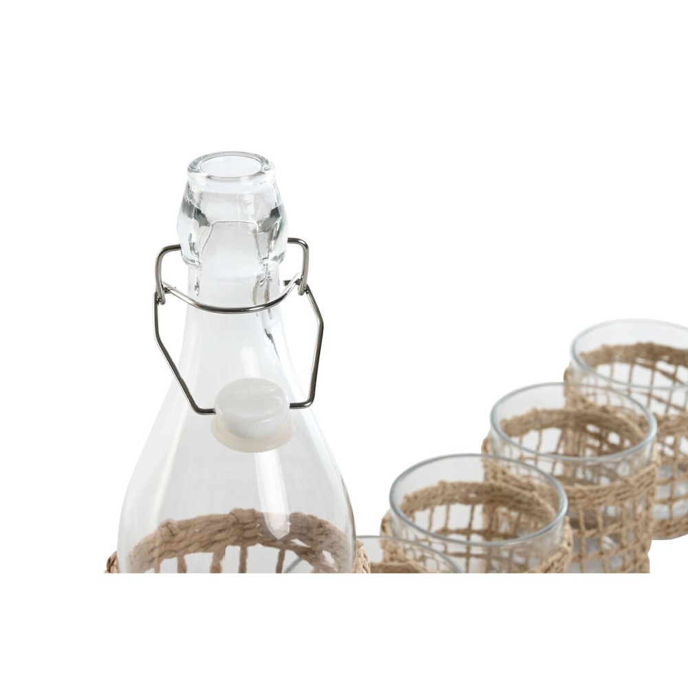 Set of glasses with bottle Home ESPRIT Natural Crystal Fibre 1 L