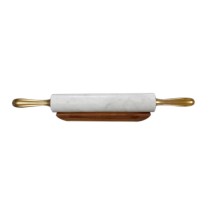 Rolling pin Home ESPRIT Metal Marble Acacia 48 X 5 X 5 CM