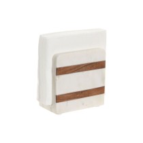 Napkin holder Home ESPRIT White Natural Acacia 12,7 X 7 X 12,7 CM