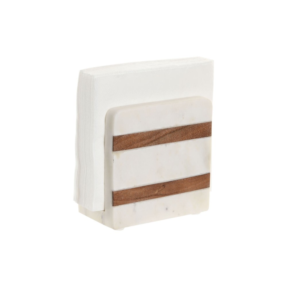 Napkin holder Home ESPRIT White Natural Acacia 12,7 X 7 X 12,7 CM