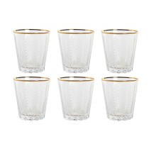 Set of glasses Home ESPRIT Transparent Golden Crystal With relief 350 ml (6 Units)