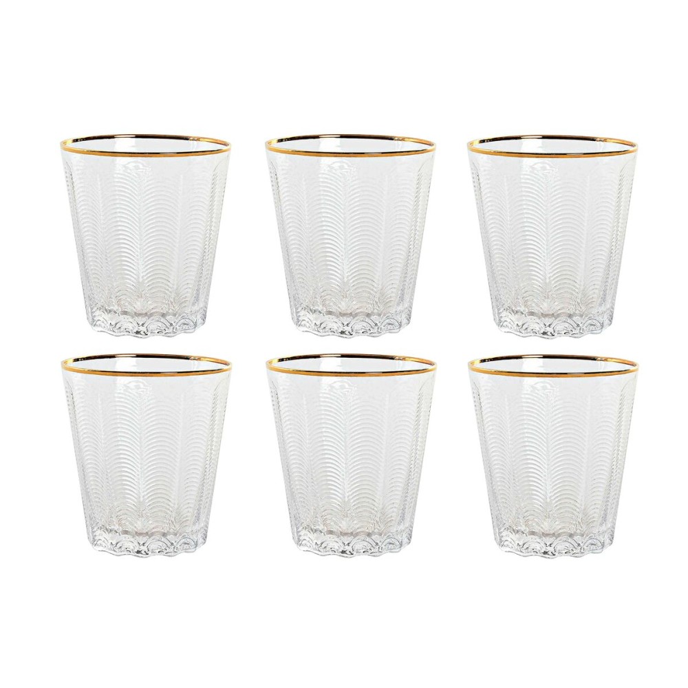 Gläserset Home ESPRIT Durchsichtig Gold Kristall Mit Relief 350 ml (6 Stück)