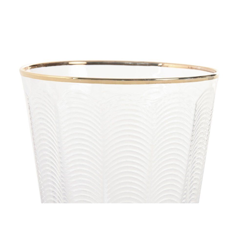 Set of glasses Home ESPRIT Transparent Golden Crystal With relief 350 ml (6 Units)