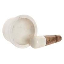 Mortar and pestle Home ESPRIT Marble Acacia 10 x 10 x 6,5 cm
