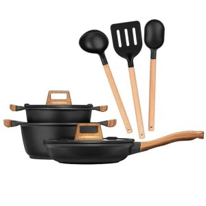 Batterie de Cuisine Smile MGK-23 Noir Bois 7 Pièces