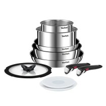 Batterie de Cuisine Tefal L897SA74 Noir Rouge Acier 10 Pièces