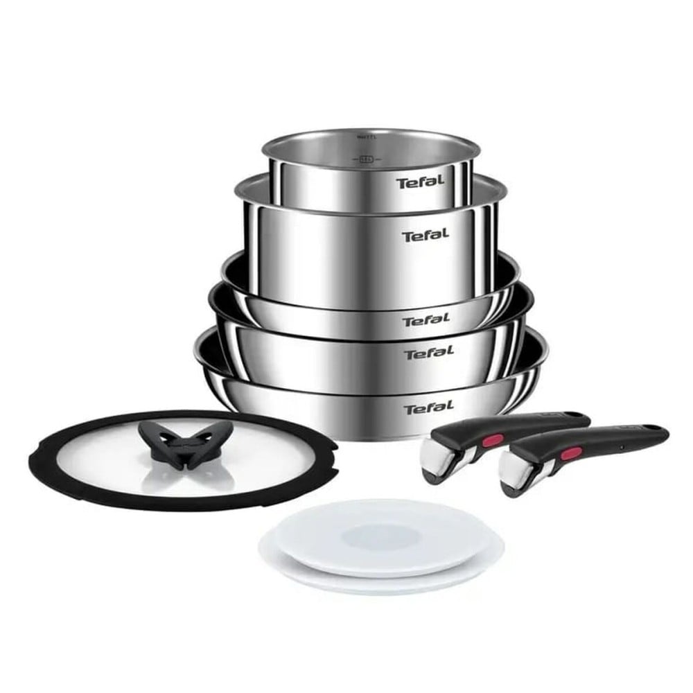 Topfset Tefal L897SA74 Schwarz Rot Stahl 10 Stücke