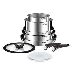 Batterie de Cuisine Tefal L897SA74 Noir Rouge Acier 10 Pièces