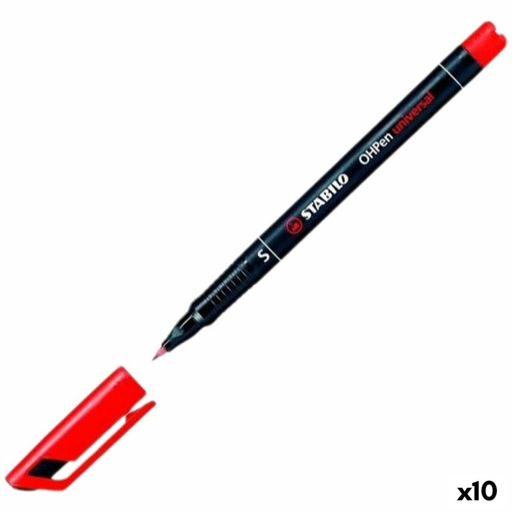 Set of Felt Tip Pens Stabilo OHPEN UNIVERSAL Black 0,4 mm (10 Units)