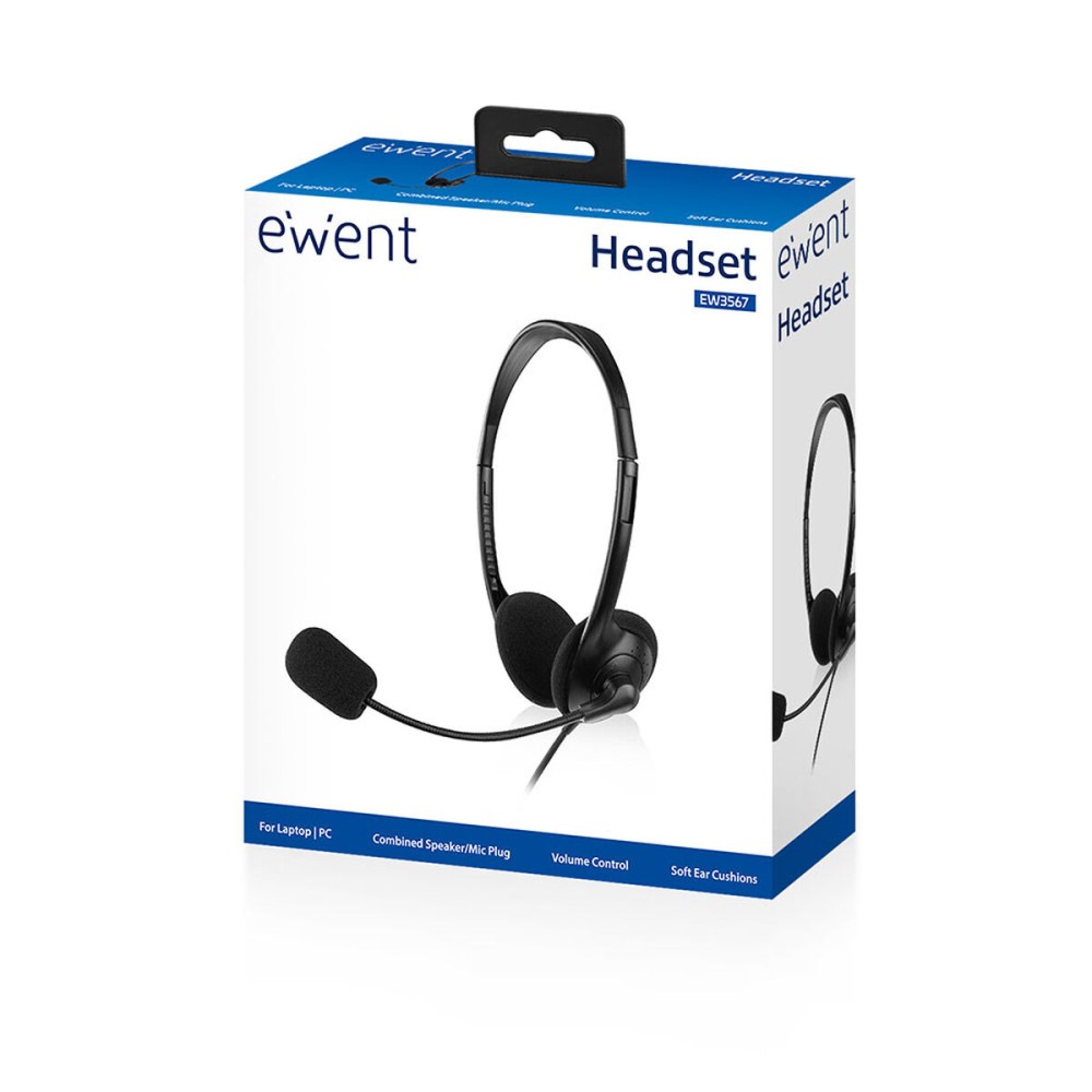 Headphones with Microphone Ewent EW3567 Black (1 Unit)