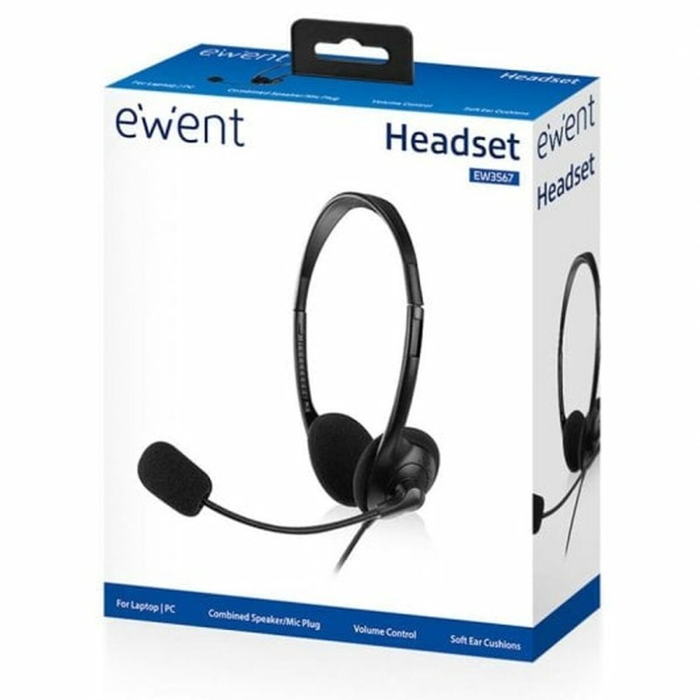 Headphones with Microphone Ewent EW3567 Black (1 Unit)