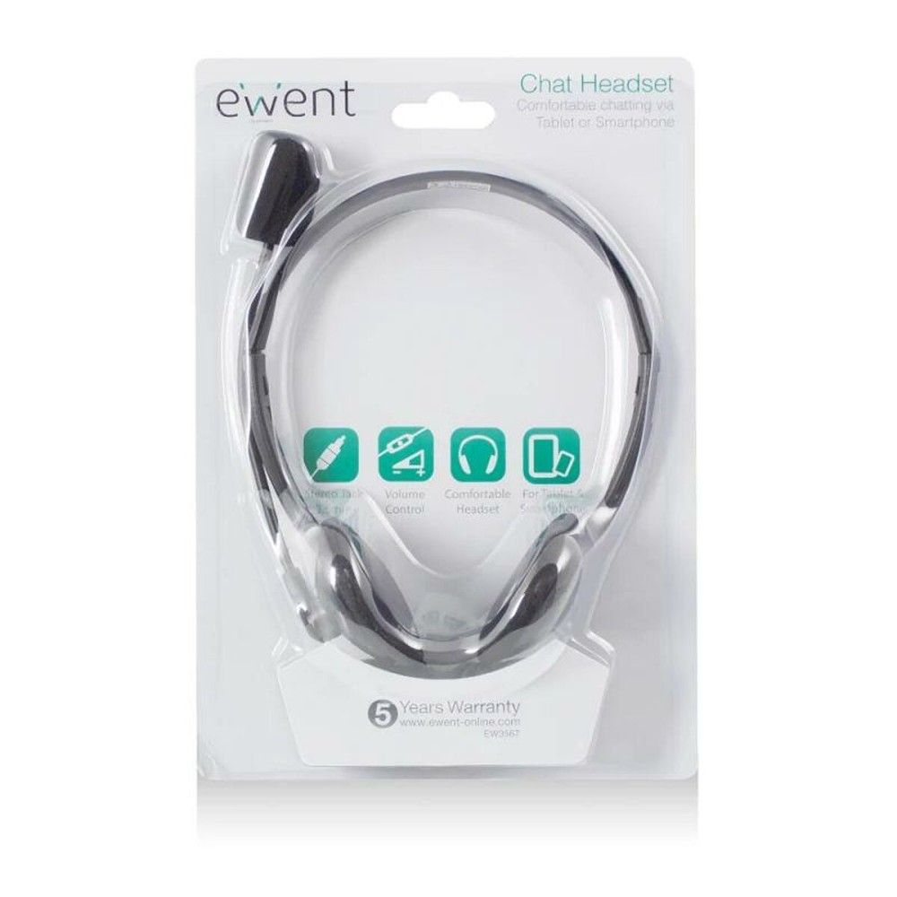 Headphones with Microphone Ewent EW3567 Black (1 Unit)