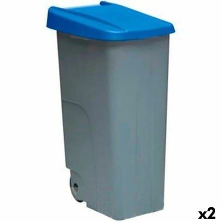 Dustbin with Wheels Denox 110 L Blue 58 x 41 x 89 cm