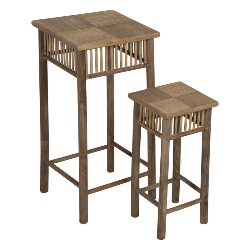 Table d'appoint Naturel Bambou 22,5 x 22,5 x 50 cm 32,5 x 32,5 x 70 cm 2 Pièces (2 Unités)