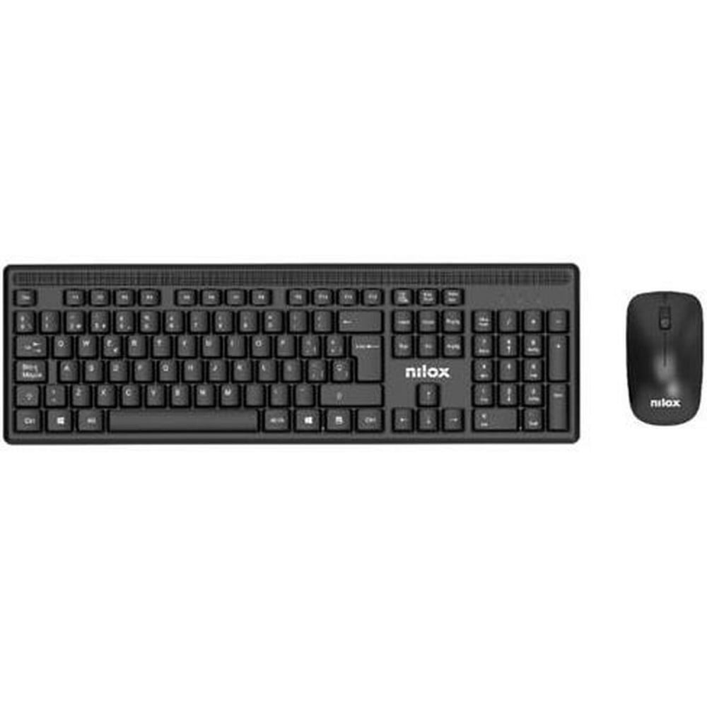 clavier et souris Nilox Noir Espagnol Qwerty (20 Unités)