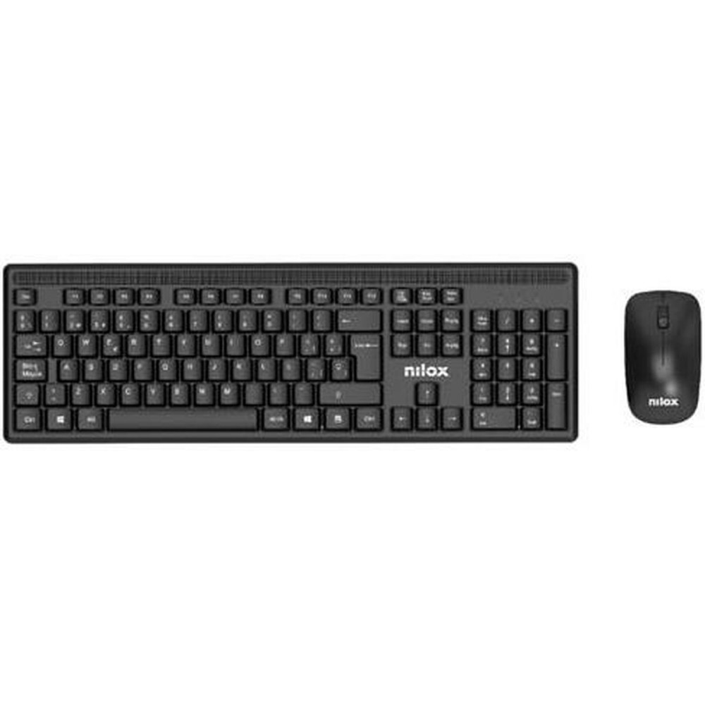 Keyboard and Mouse Nilox Black Spanish Qwerty (20 Units)