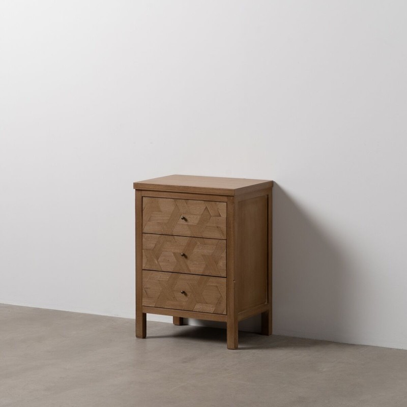 Nightstand BRAYAN Natural Paolownia wood 48 x 35 x 66 cm