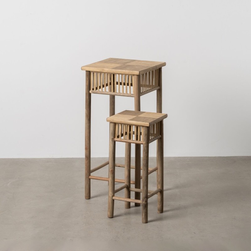 Side table Natural Bamboo 22,5 x 22,5 x 50 cm 32,5 x 32,5 x 70 cm 2 Pieces (2 Units)