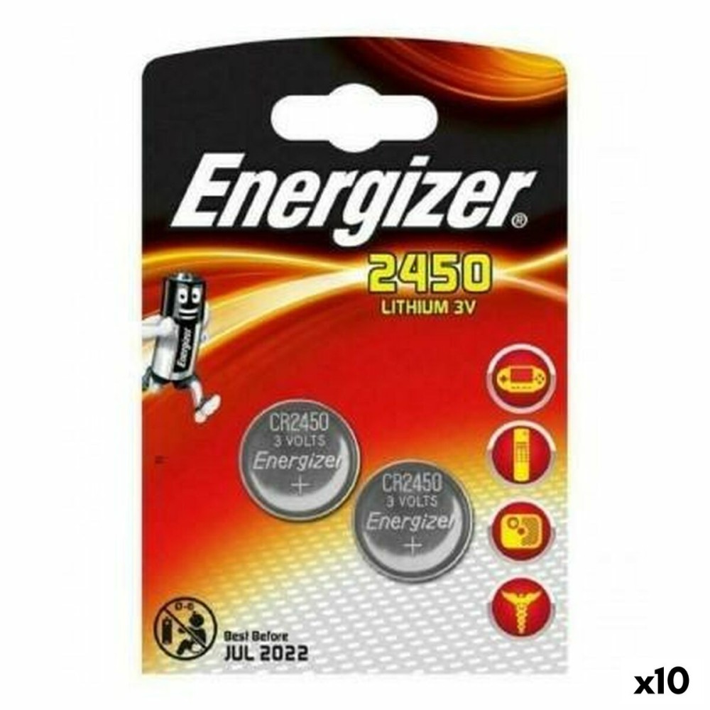 Piles Bouton au Lithium Energizer 3 V CR2450 (10 Unités)