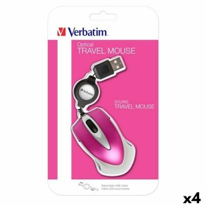 Souris Verbatim Go Mini Noir Fuchsia 1000 dpi (4 Unités)